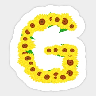 Sunflowers Initial Letter G (White Background) Sticker